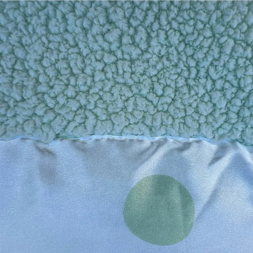 Little Giraffe Mint Green Chenille Baby Blanket Polka Dot Satin Trim 31x37 GUC